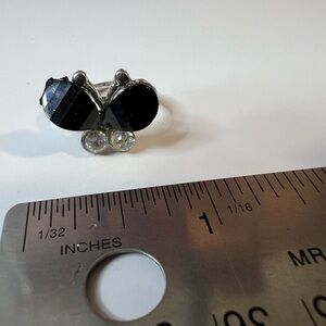 Black and Silver Butterfly Ring